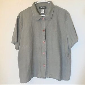 Sag Harbor VTG linen blend button down camp shirt